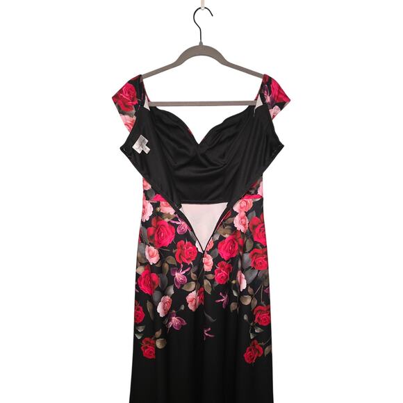 High Low Floral Dress Women's Size 2 Pink Red Black Roses Coquette WhimsyGoth - Picture 3 of 12